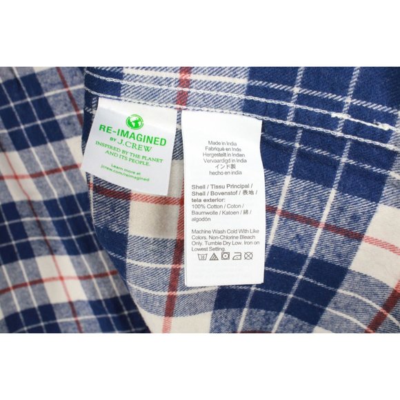 NWT J.Crew Blue Plaid Regular Flannel Cotton Button Down Shirt Size Large - Picture 7 of 11